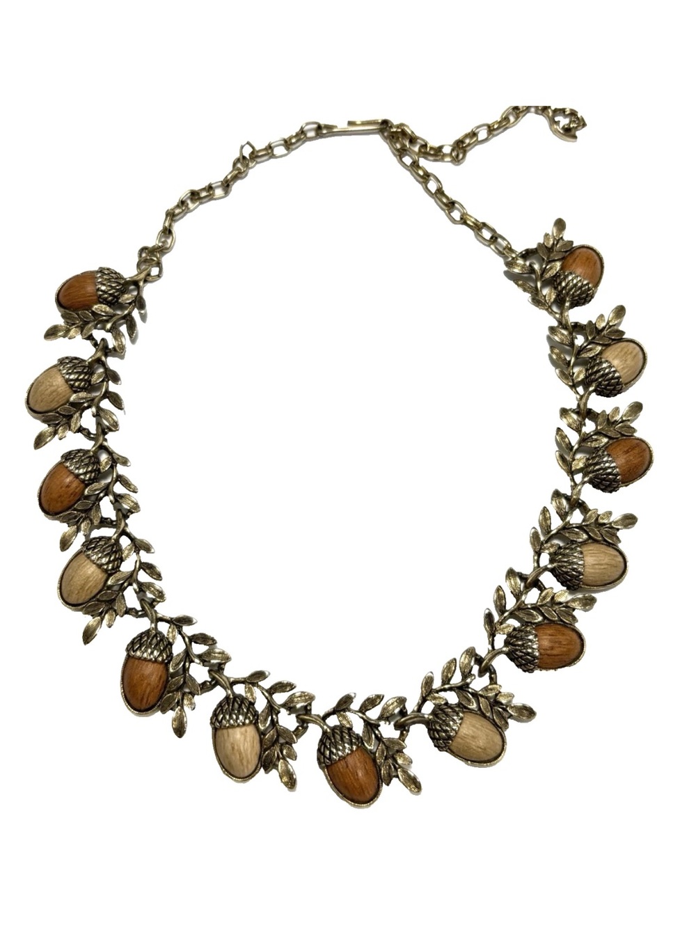 Vintage Attributed To Coro For Knotts Berry Farm Necklace Acorn Goldtone - Picture 2 of 7